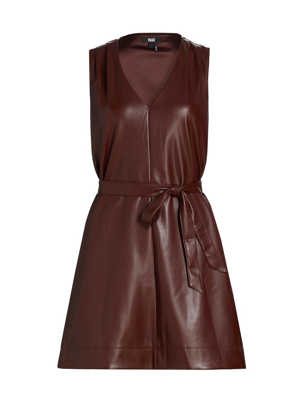 PAIGE Luisa Faux Leather Mini Dress Rum Raisin NWT Size 4